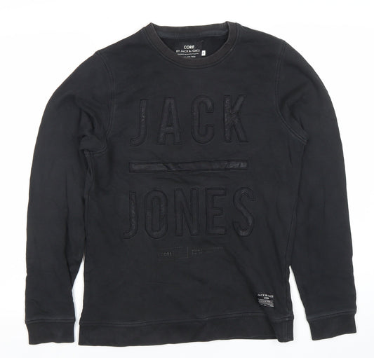 Mens UK Size S JACK & JONES Black Pullover Sweatshirt
