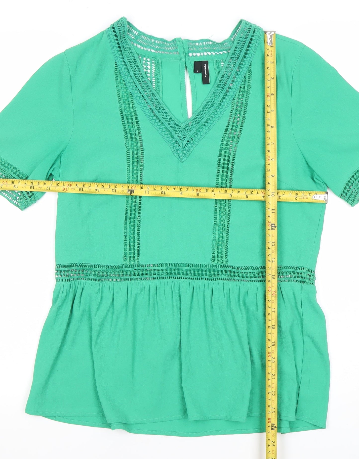 Vero Moda Women's Green Short Sleeve Tunic Blouse Size S