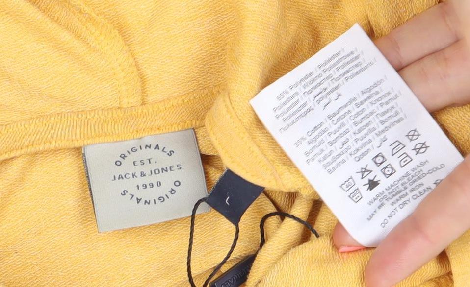 Mens UK Size L JACK & JONES Yellow Pullover Hoodie