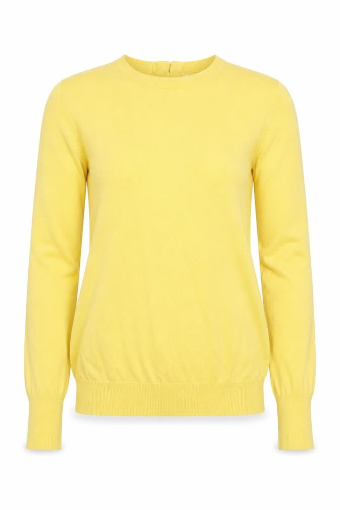 Savida Women's Yellow Crew Neck Button Trim Jumper Size 12