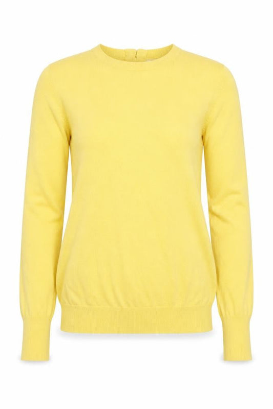 Savida Women's Yellow Crew Neck Button Trim Jumper Size 12