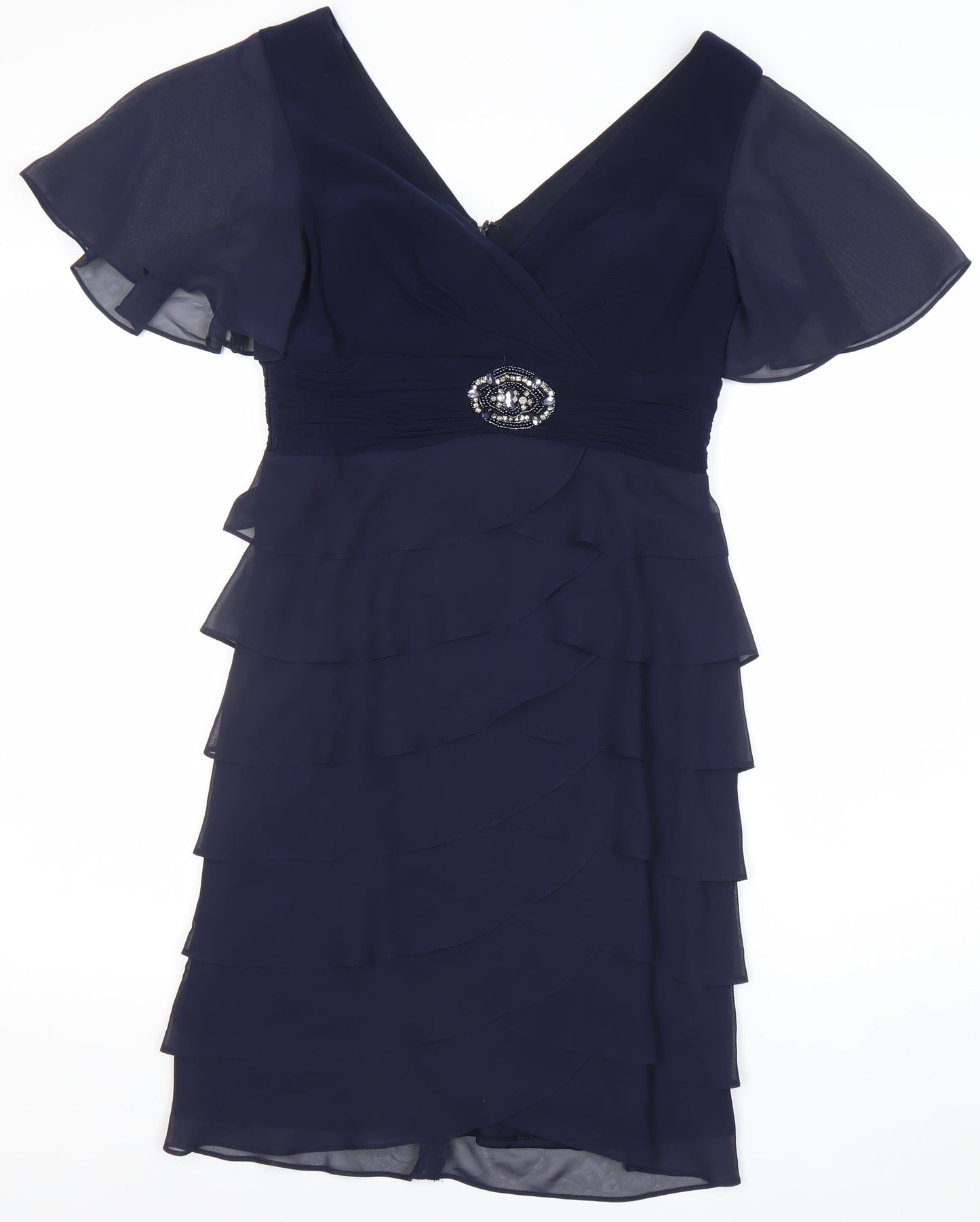 La Nouvelle Renaissance Women's Navy Knee Length V-Neck Bodycon Dress Size 10
