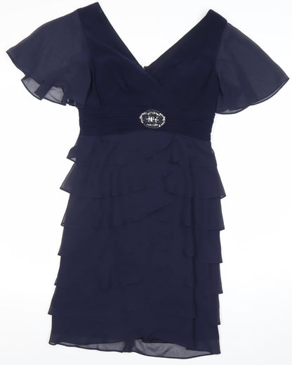 La Nouvelle Renaissance Women's Navy Knee Length V-Neck Bodycon Dress Size 10
