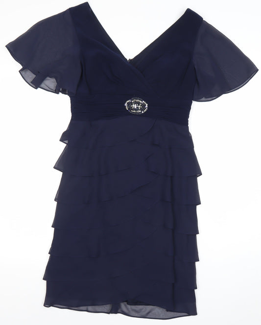 La Nouvelle Renaissance Women's Navy Knee Length V-Neck Bodycon Dress Size 10