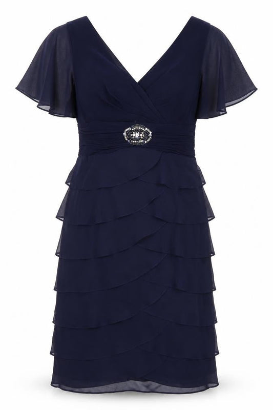 La Nouvelle Renaissance Women's Navy Knee Length V-Neck Bodycon Dress Size 10