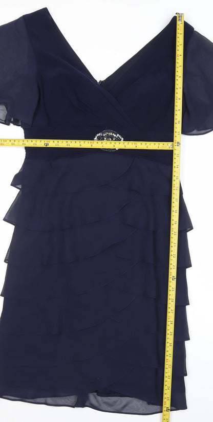La Nouvelle Renaissance Women's Navy Knee Length V-Neck Bodycon Dress Size 10