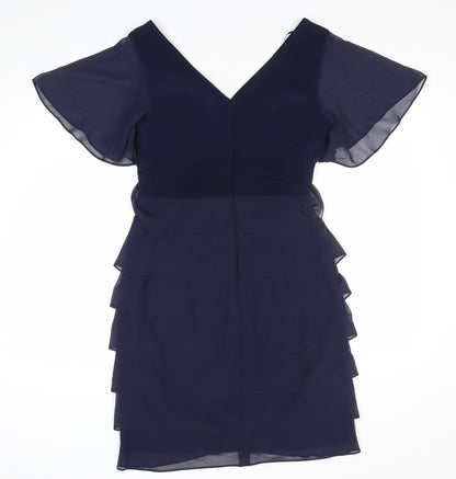 La Nouvelle Renaissance Women's Navy Knee Length V-Neck Bodycon Dress Size 10