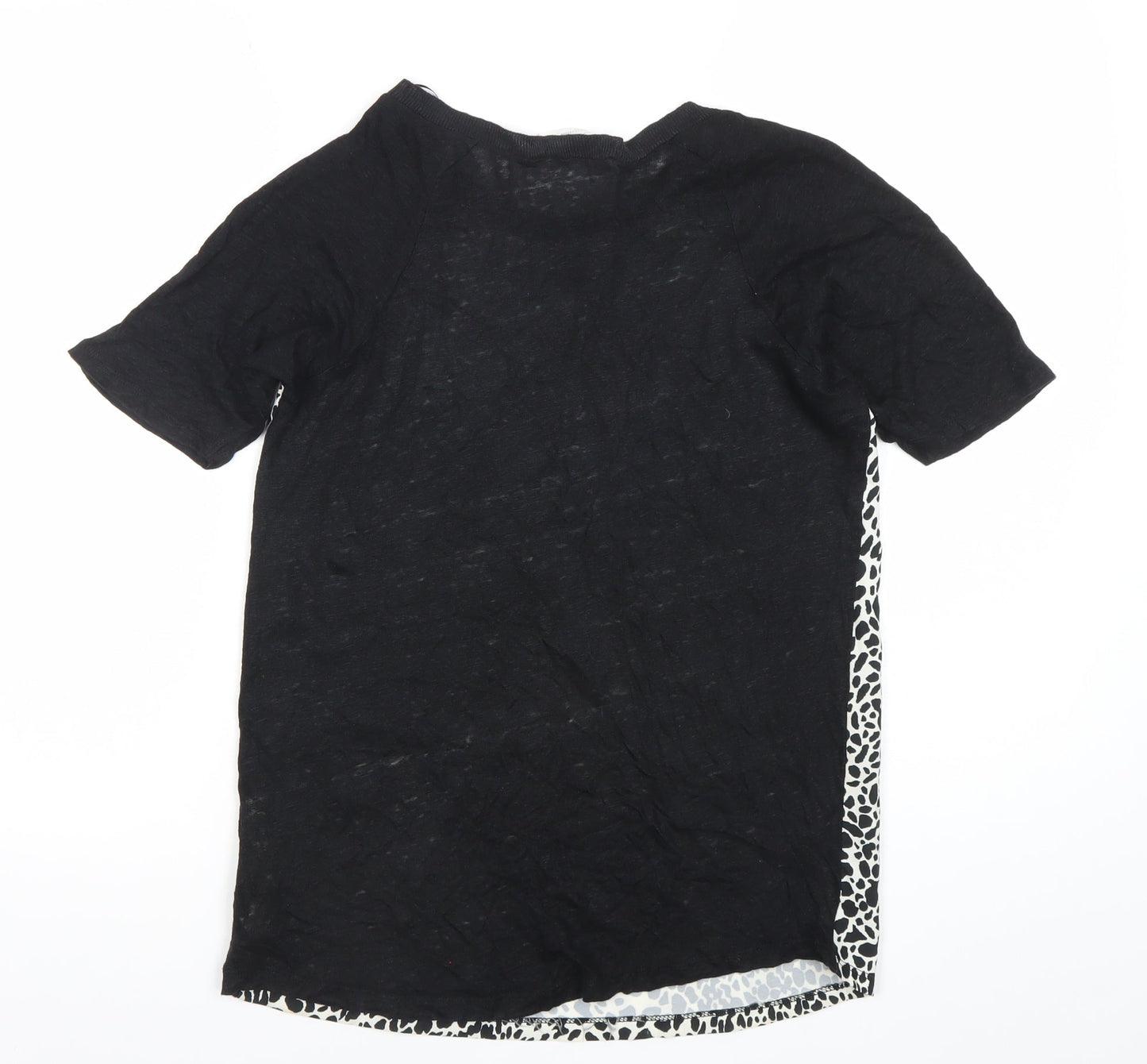 Zara Women’s Black Animal Print Linen T-Shirt Size 12