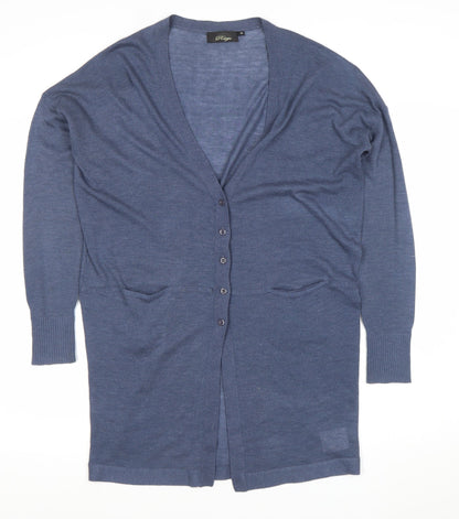 Rage Women’s Blue V-Neck Long Sleeve Button Cardigan Size M