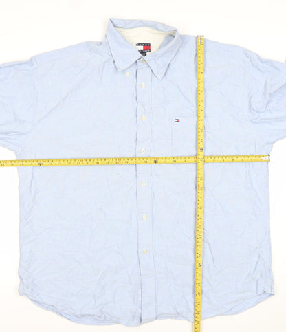 Tommy Hilfiger Men's Blue 2XL Button-Down Cotton Formal Shirt