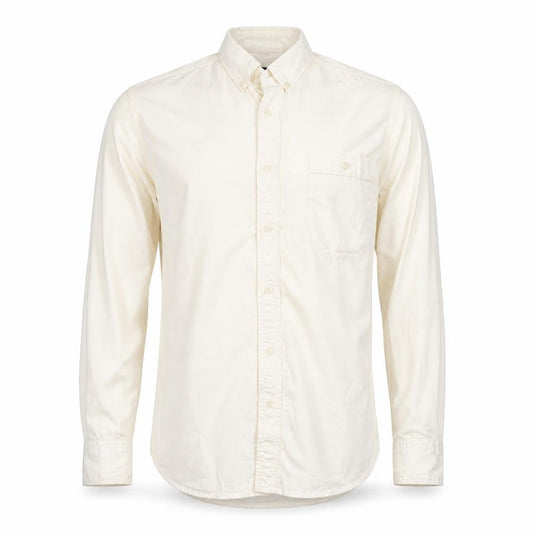 Front view of French Connection Men's Ivory Cotton Long Sleeve Dress Shirt, size S