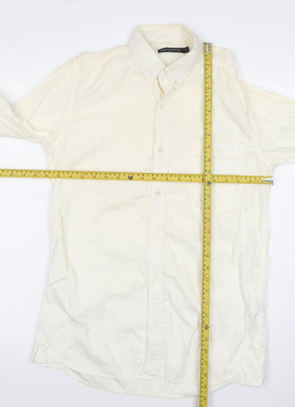 French Connection Men's Ivory Cotton Long Sleeve Dress Shirt Size S
