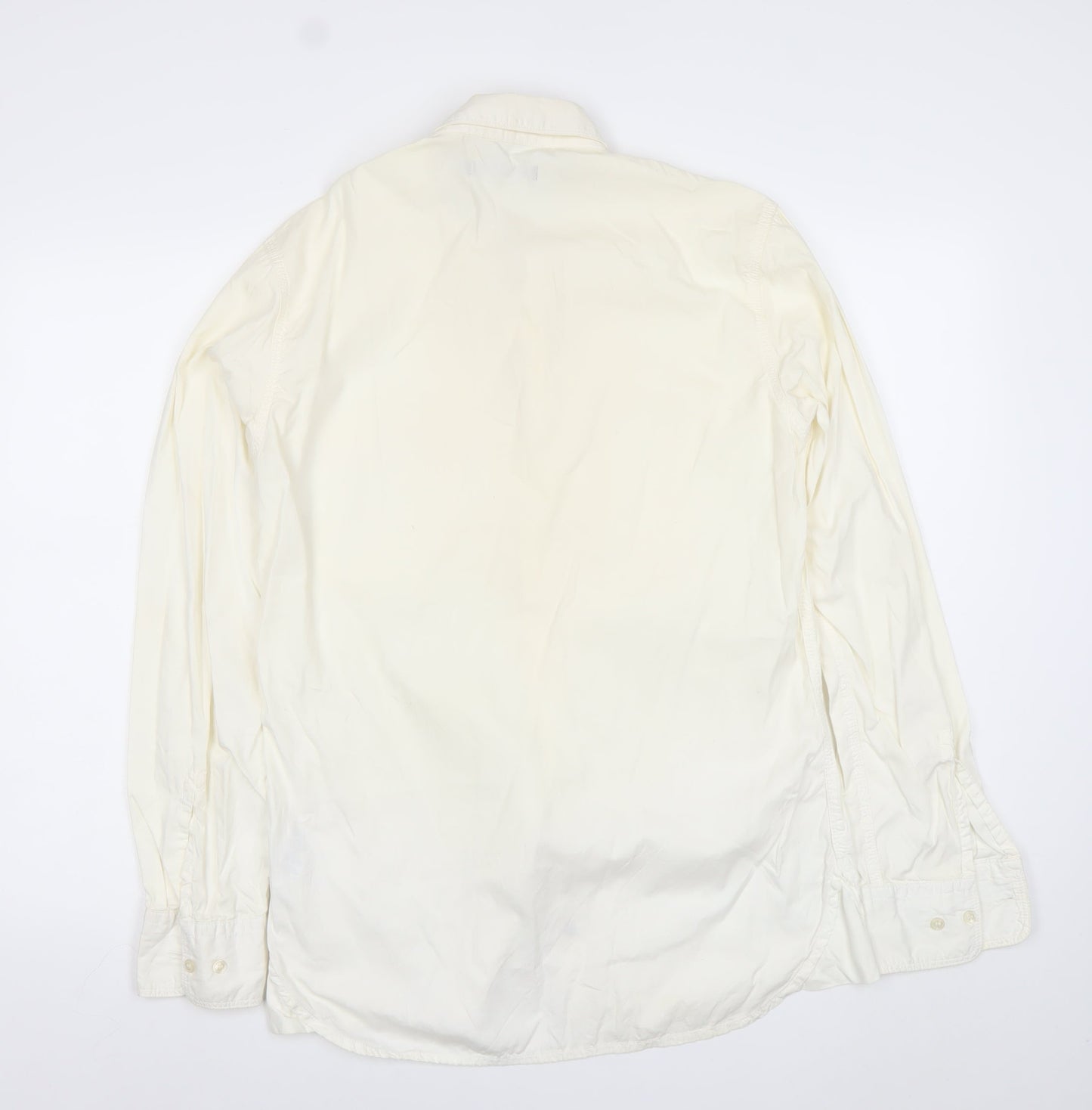French Connection Men's Ivory Cotton Long Sleeve Dress Shirt Size S