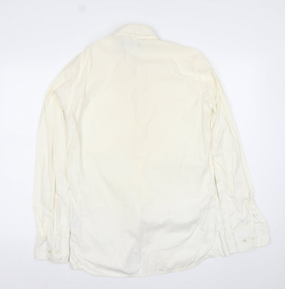 French Connection Men's Ivory Cotton Long Sleeve Dress Shirt Size S