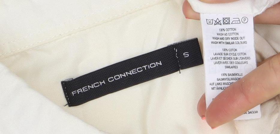 French Connection Men's Ivory Cotton Long Sleeve Dress Shirt Size S
