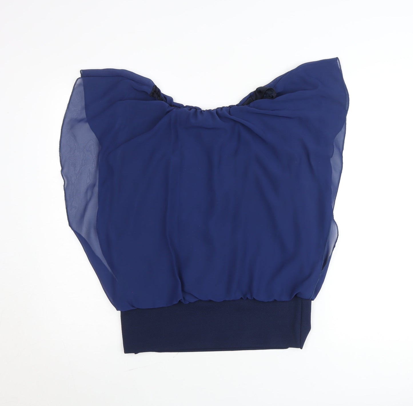 AYANAPA Women's Blue Chiffon Tunic Blouse M Sleeveless Summer Top
