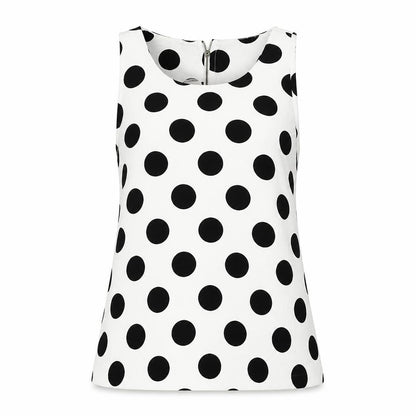 Glamorous Women White Polka Dot Sleeveless Tank Top M
