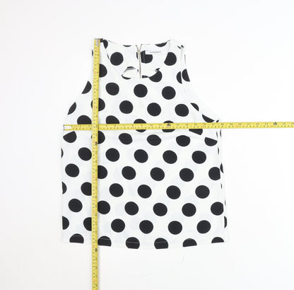 Glamorous Women White Polka Dot Sleeveless Tank Top M