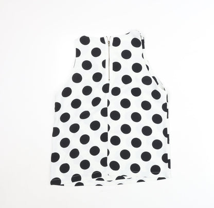 Glamorous Women White Polka Dot Sleeveless Tank Top M