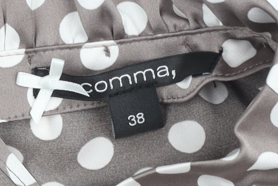 Comma Women's Brown Polka Dot Sleeveless Satin Blouse Size 10