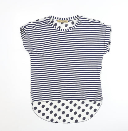 Pala D’Oro Women’s Blue Striped Polka Dot Jersey T-Shirt M