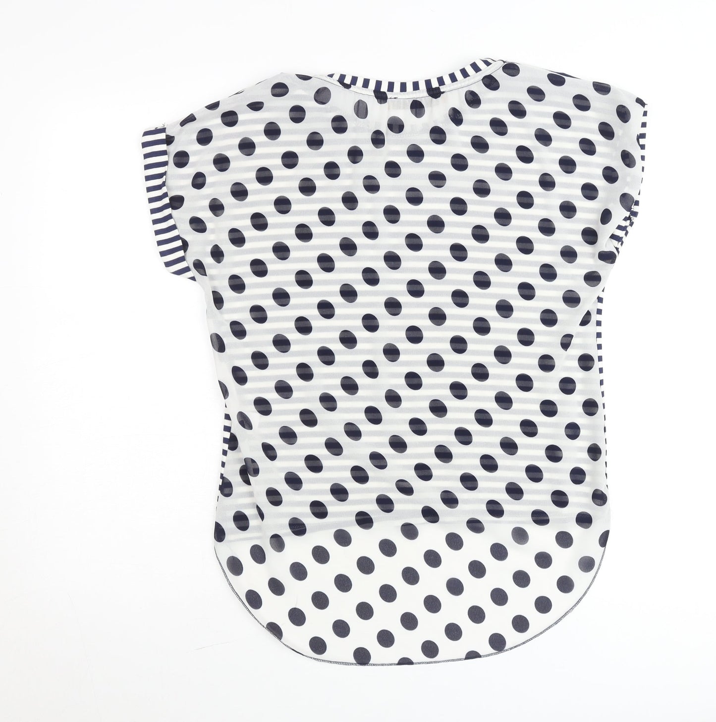 Pala D’Oro Women’s Blue Striped Polka Dot Jersey T-Shirt M