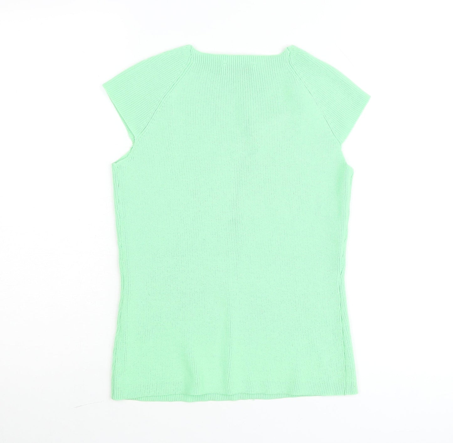 Gallery Womens Green Knit Short Sleeve Sweetheart Neck T-Shirt S