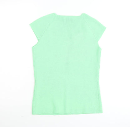 Gallery Womens Green Knit Short Sleeve Sweetheart Neck T-Shirt S