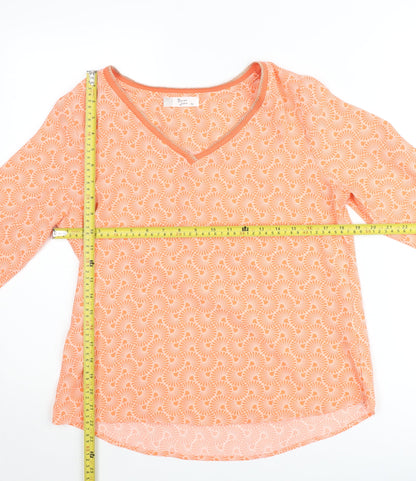Sarah John Women's Orange Geometric Viscose Tunic Blouse M