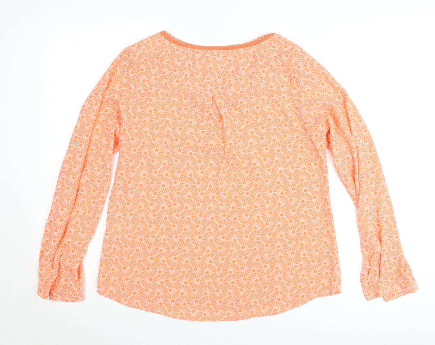 Sarah John Women's Orange Geometric Viscose Tunic Blouse M