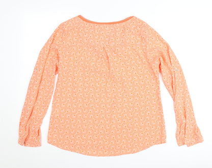 Sarah John Women's Orange Geometric Viscose Tunic Blouse M