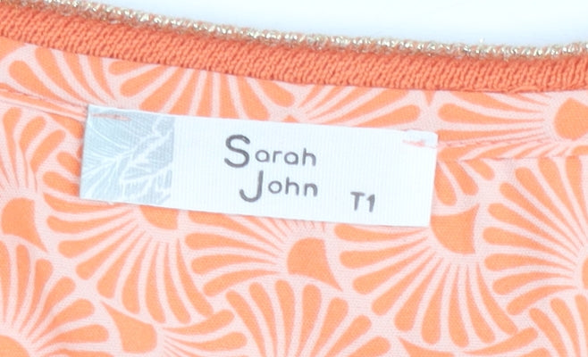 Sarah John Women's Orange Geometric Viscose Tunic Blouse M