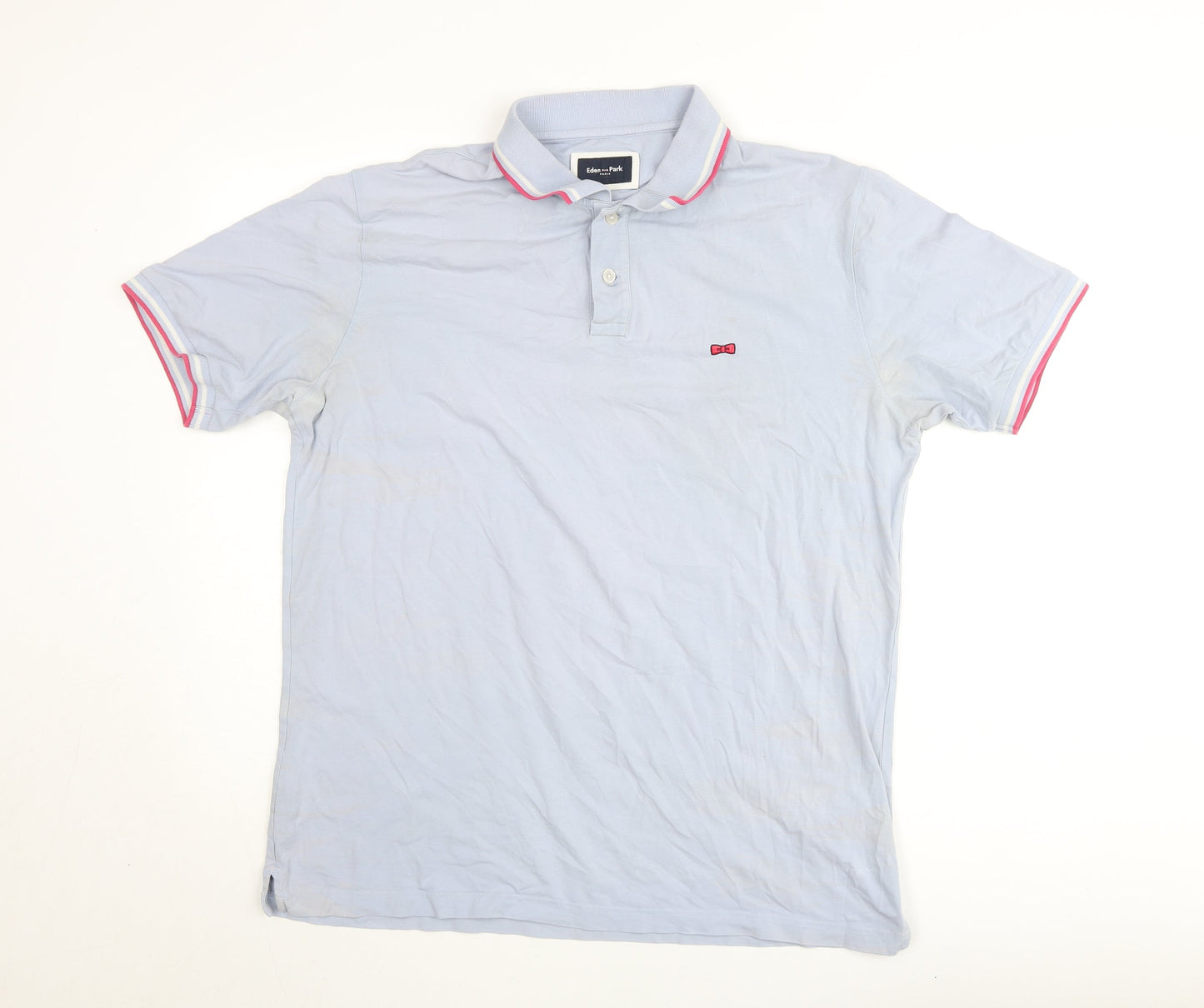 Eden Park Men's Blue Cotton Polo Shirt L Collared Short Sleeve
