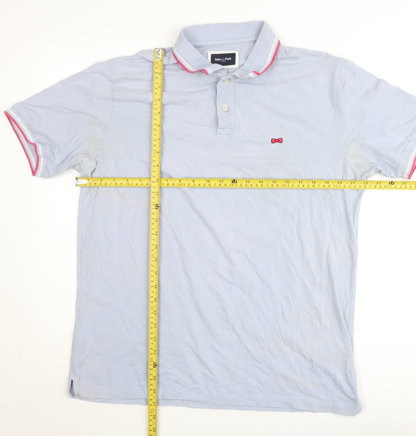 Eden Park Men's Blue Cotton Polo Shirt L Collared Short Sleeve