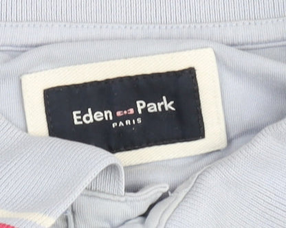 Eden Park Men's Blue Cotton Polo Shirt L Collared Short Sleeve