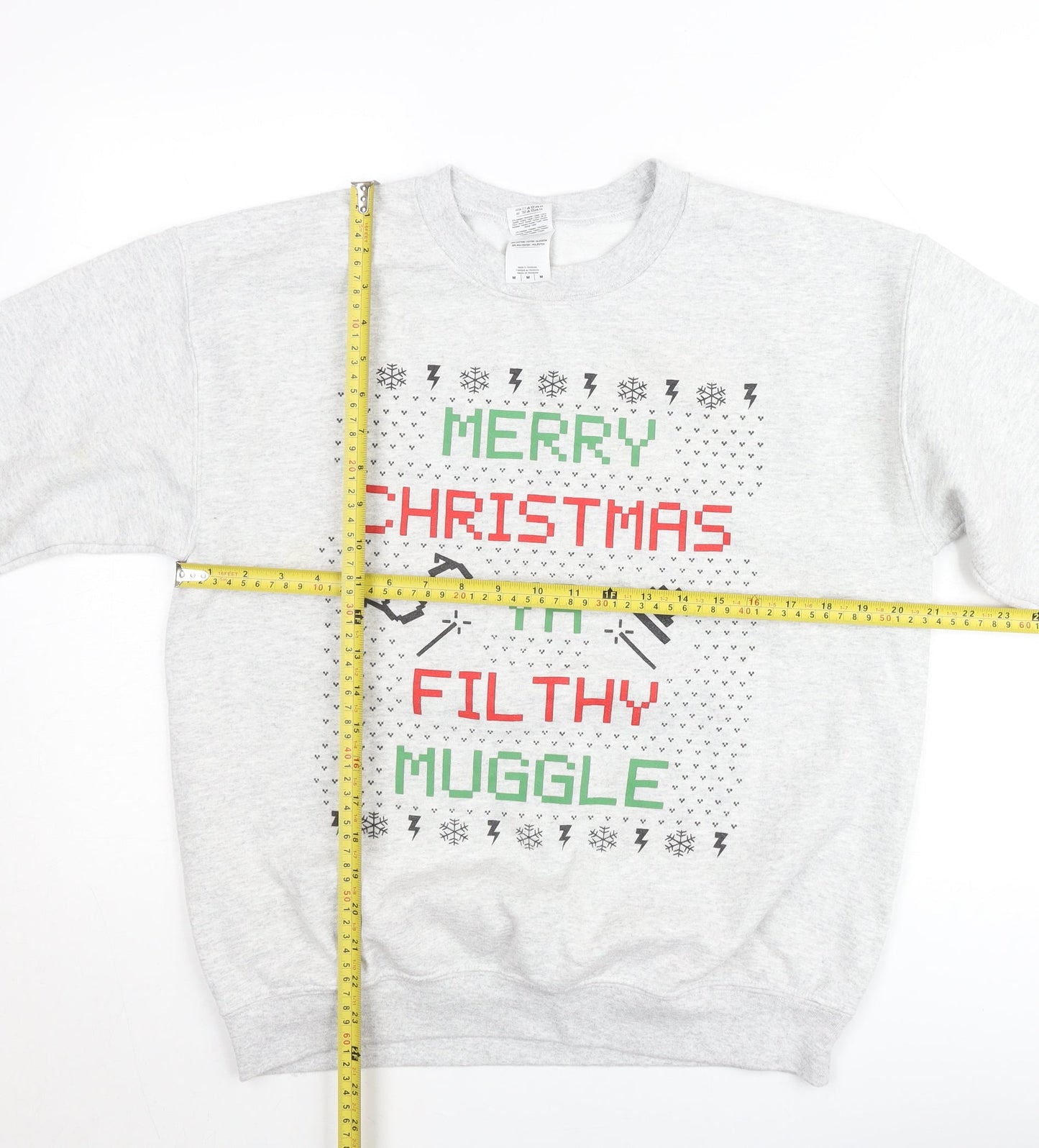 Gildan Women's Grey Christmas Sweatshirt Medium Filthy Muggle Print