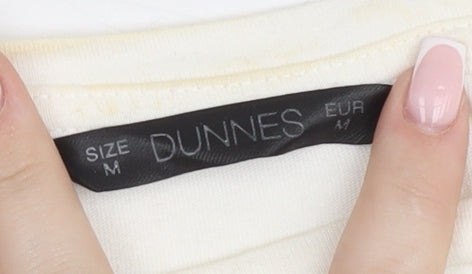 Dunnes Womens White Fruit Print Crew Neck Cotton T-Shirt Size 12