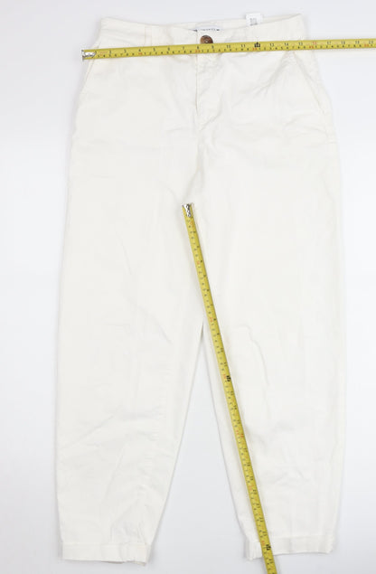ZARA Women Ivory Tapered Cotton Stretch Jeans Size 8 Regular