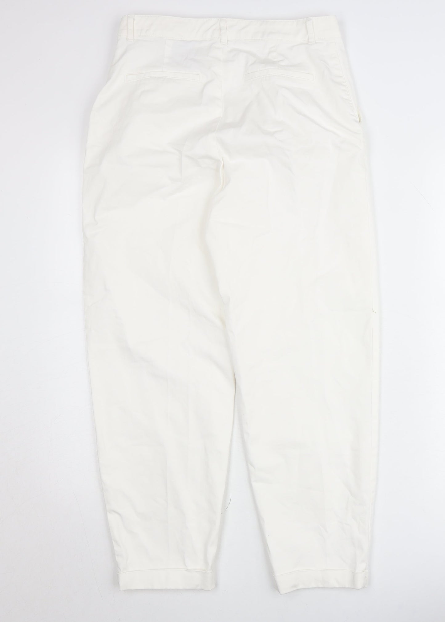 ZARA Women Ivory Tapered Cotton Stretch Jeans Size 8 Regular