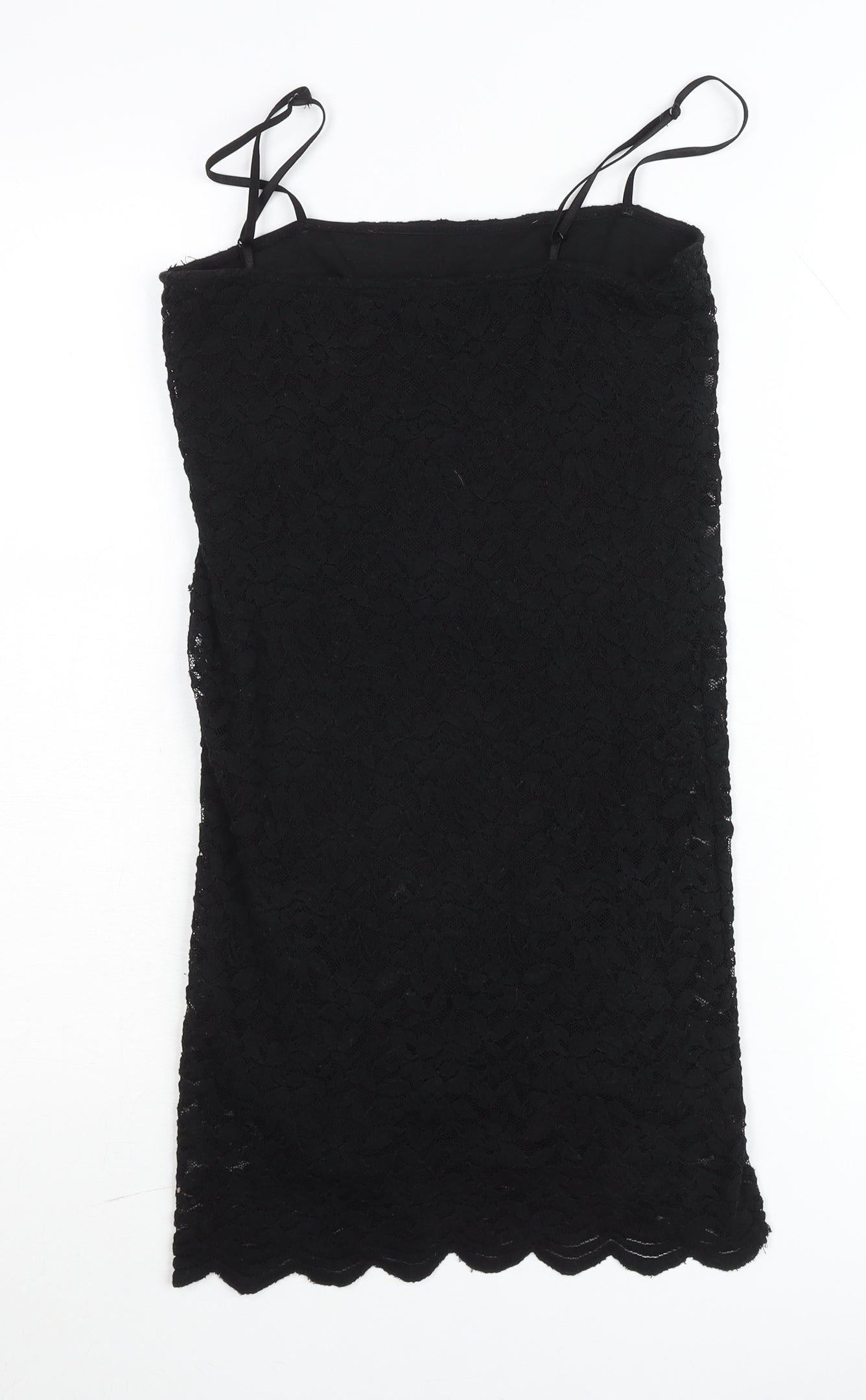Zara Women Black Lace Bodycon Dress Size 12 Sleeveless Knee Length