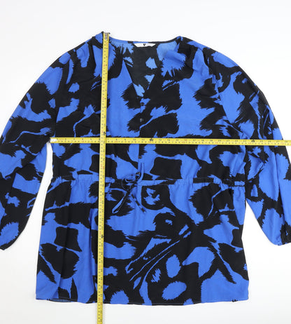 Very Women's Blue Animal Print Tunic Blouse Size 12