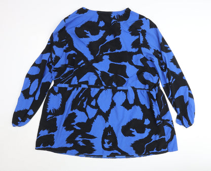 Very Women's Blue Animal Print Tunic Blouse Size 12