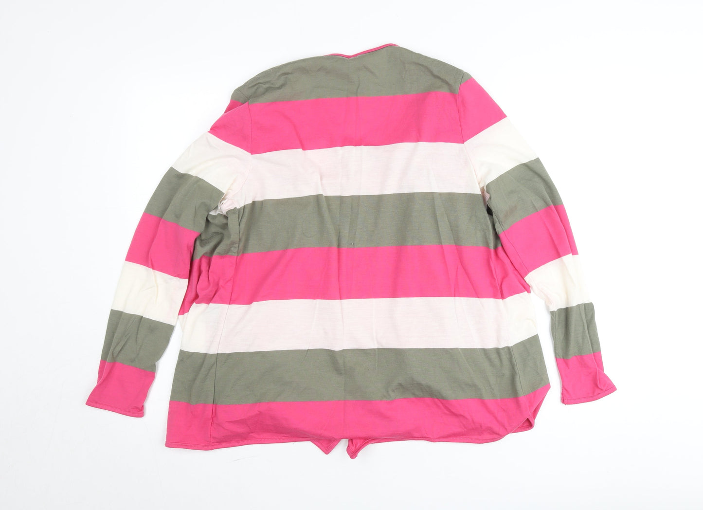 Paco Collection Women’s Pink Striped Long Sleeve Open Cardigan L
