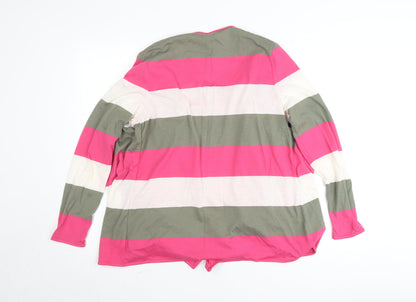 Paco Collection Women’s Pink Striped Long Sleeve Open Cardigan L