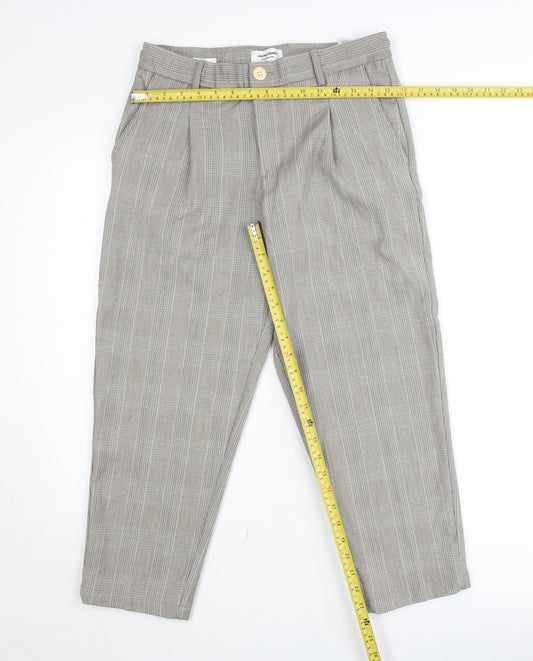 Jack & Jones Men’s Grey Check Chino Trousers Size M Regular Fit