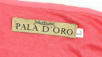 Pala D’Oro Women’s Pink Floral Chiffon Tunic Blouse Size L