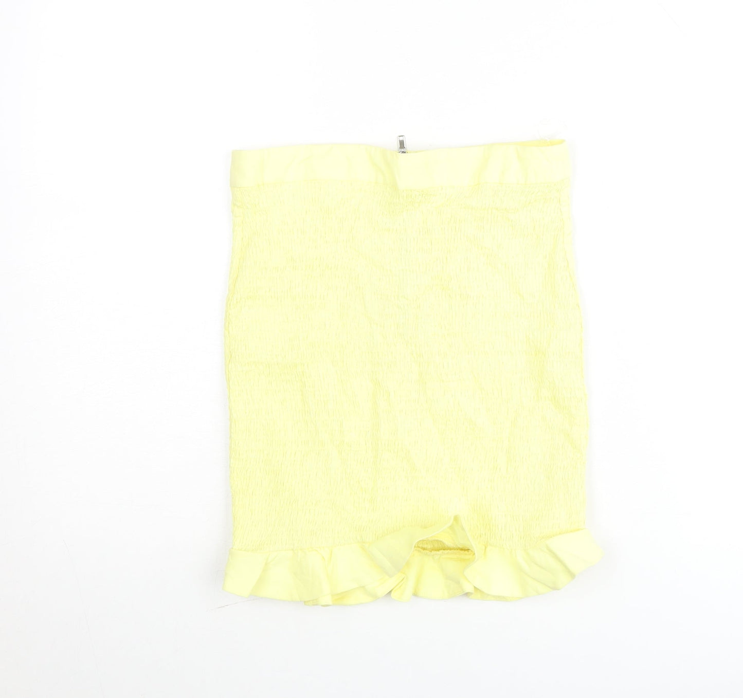 Oh Polly Women's Yellow Short Ruffle Stretch Skirt Size 10