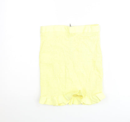 Oh Polly Women's Yellow Short Ruffle Stretch Skirt Size 10