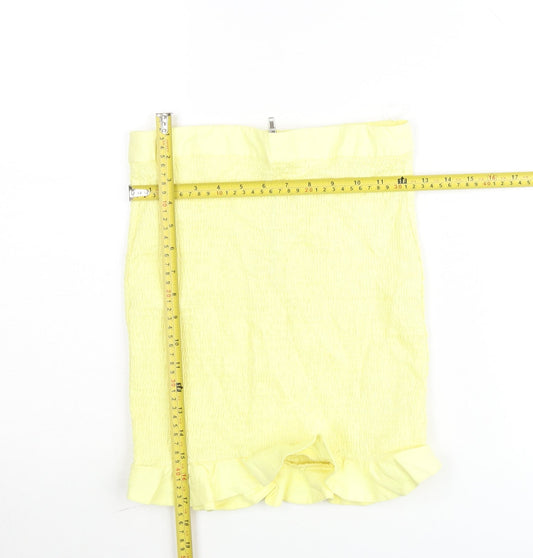 Oh Polly Women's Yellow Short Ruffle Stretch Skirt Size 10