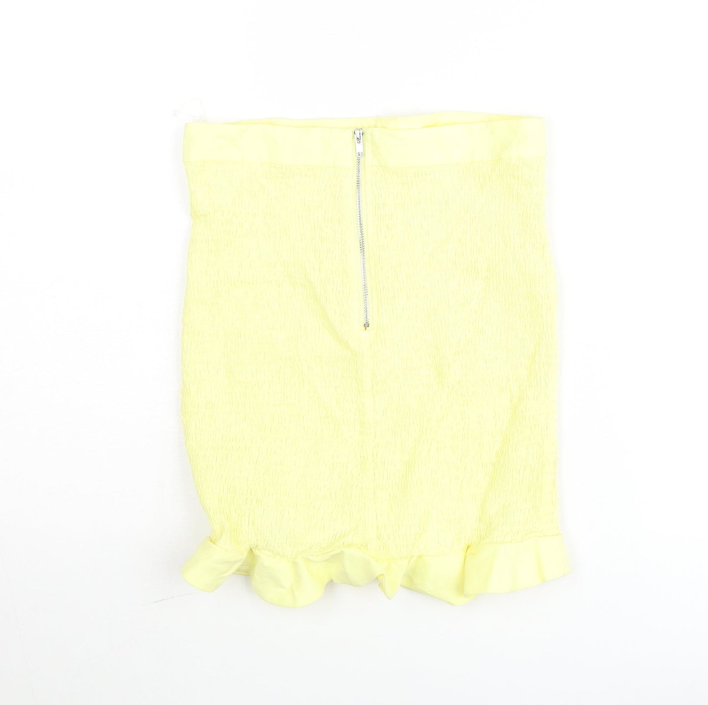 Oh Polly Women's Yellow Short Ruffle Stretch Skirt Size 10